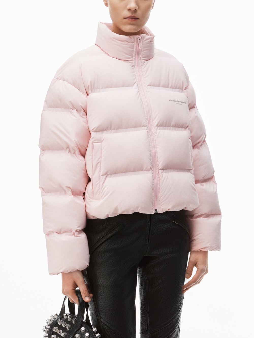 NWOT Alexander Wang Jacquard Cropped Puffer in Pink, Size S